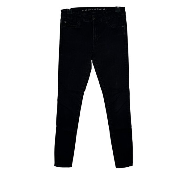 Articles of Society Black High Waisted Skinny Jeans Pants Goth Punk Emo Metal 27 - Picture 1 of 6